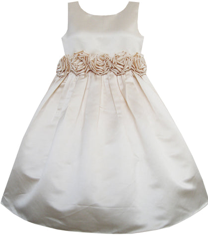 Girls Dress Champagne Shinning Wedding Pageant Bridesmaid Size 4-12 Years