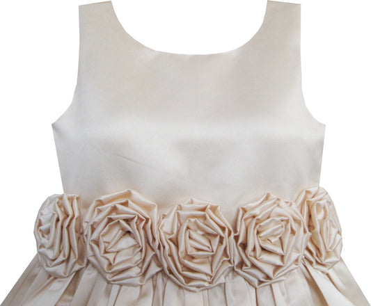 Girls Dress Champagne Shinning Wedding Pageant Bridesmaid Size 4-12 Years