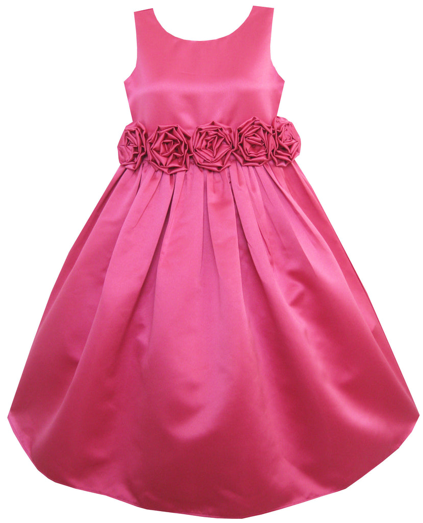 Girls Dress Rose Pink Shinning Wedding Pageant Bridesmaid Size 4-12 Years