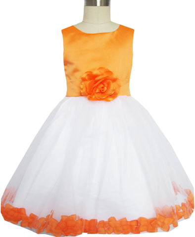 Girls Dress Orange Flower Tulle Wedding Pageant Bridesmaid Size 2-14 Years