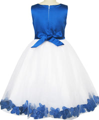 Girls Dress Blue Flower Tulle Wedding Pageant Bridesmaid Size 2-14 Years