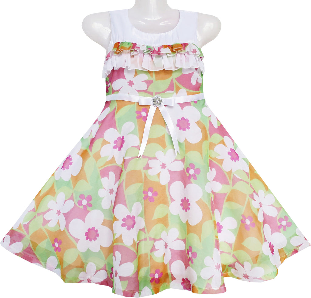 Girls Dress Flower Colorful Party Holiday Birthday Size 4-12 Years