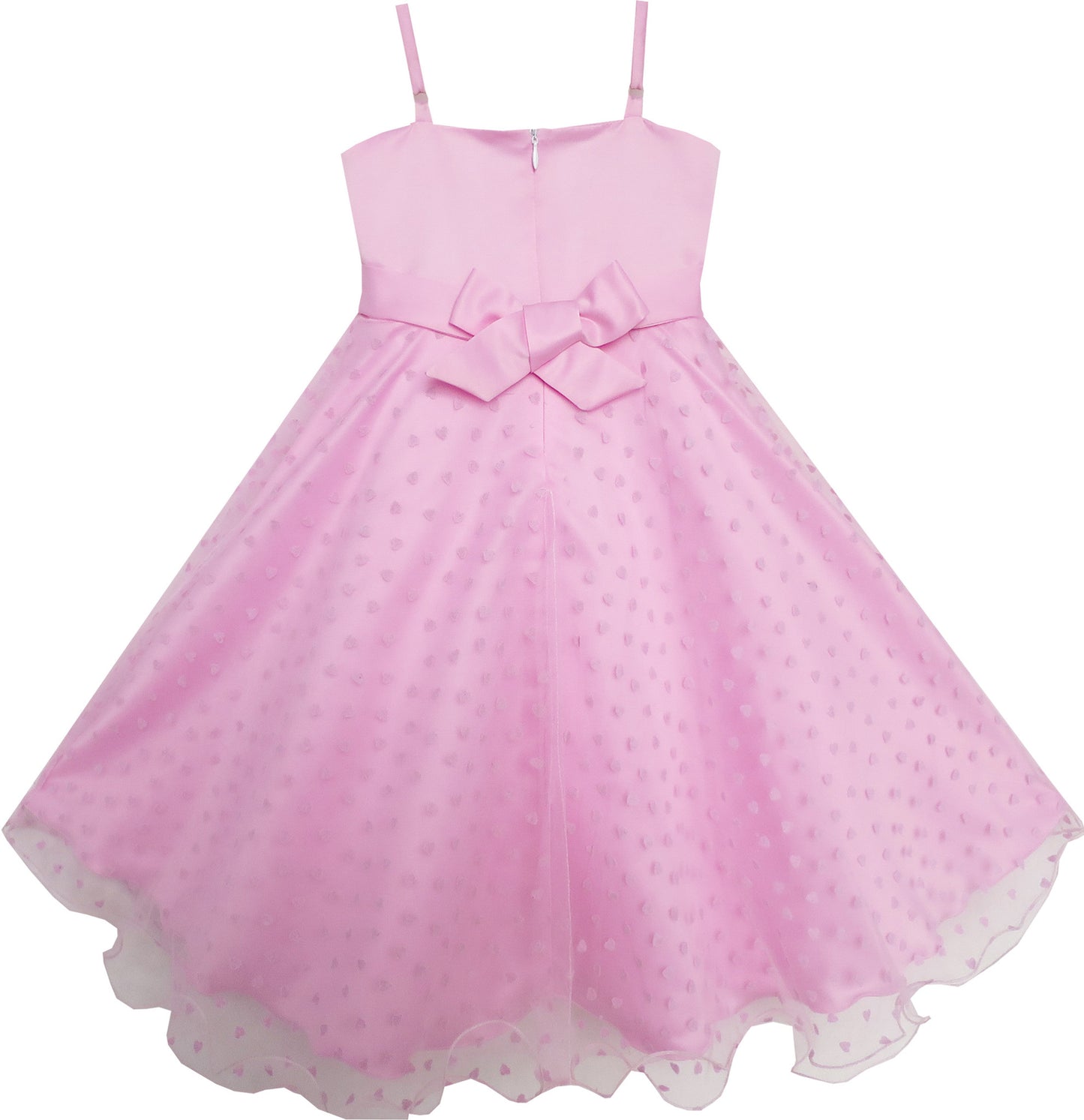 Girls Dress Flower Pink Rose Tank Wedding Pageant Size 5-8 Years