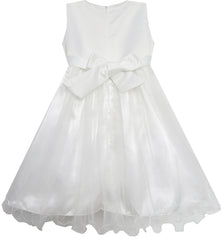 Girls Dress White Flower Embroidered Lace Collar Bridesmaid Wedding Size 5-12 Years