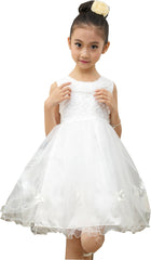 Girls Dress White Flower Embroidered Lace Collar Bridesmaid Wedding Size 5-12 Years