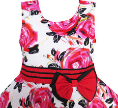 Girls Dress Red Rose Party Summer Cotton Size 6-12 Years