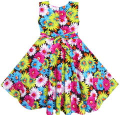 Girls Dress Sunflower Colorful Floral Weave Beach Size 6-12 Years