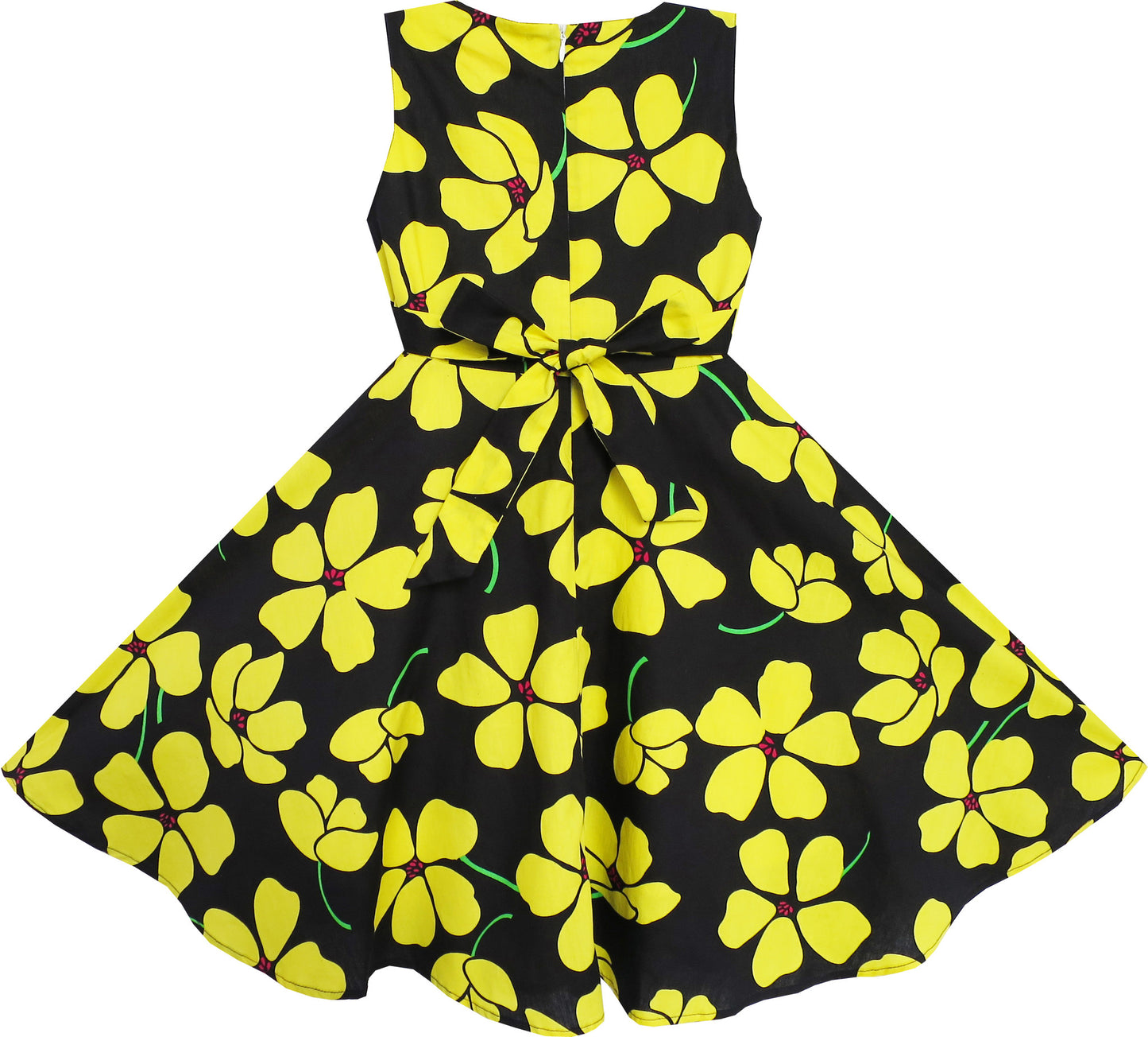 2 Pecs Girls Dress Sun Hat Bow Tie Yellow Summer Beach Size 4-12 Years