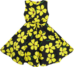 2 Pecs Girls Dress Sun Hat Bow Tie Yellow Summer Beach Size 4-12 Years