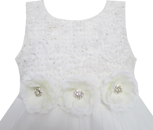 Girls Dress Wedding Pageant Shinning Trimmed Chiffon Party Size 2-10 Years