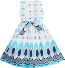 Girls Dress Peacock Tail Cool Summer Girls Clothes Size 4-14 Years