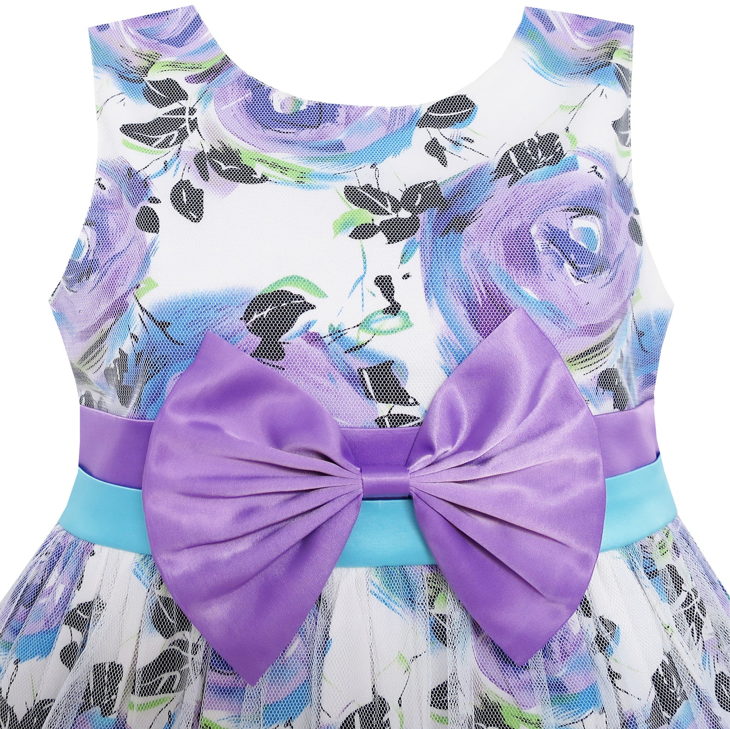 Girls Dress Purple Flower Tulle Wedding Birthday Pageant Dress Size 2-10 Years