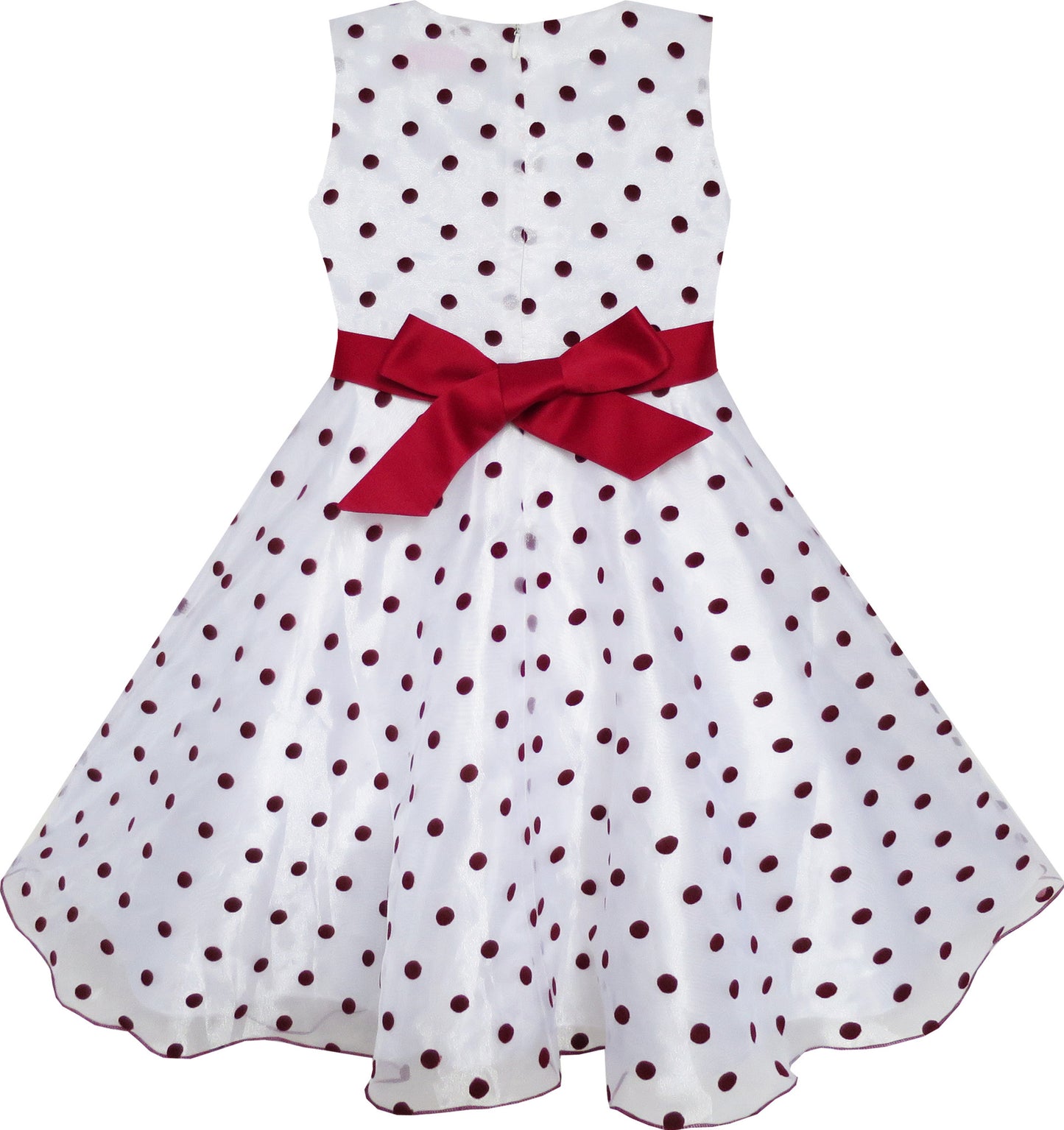 Girls Dress Wine Dot Tulle Party Pageant Unique Design Size 4-12 Years