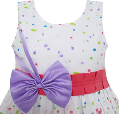 Girls Dress Purple Bow Tie Floral Party Princess Size 4-12 Years