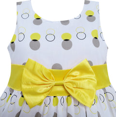 Girls Dress Peacock Tail Dot Yellow Party Birthday Size 4-12 Years