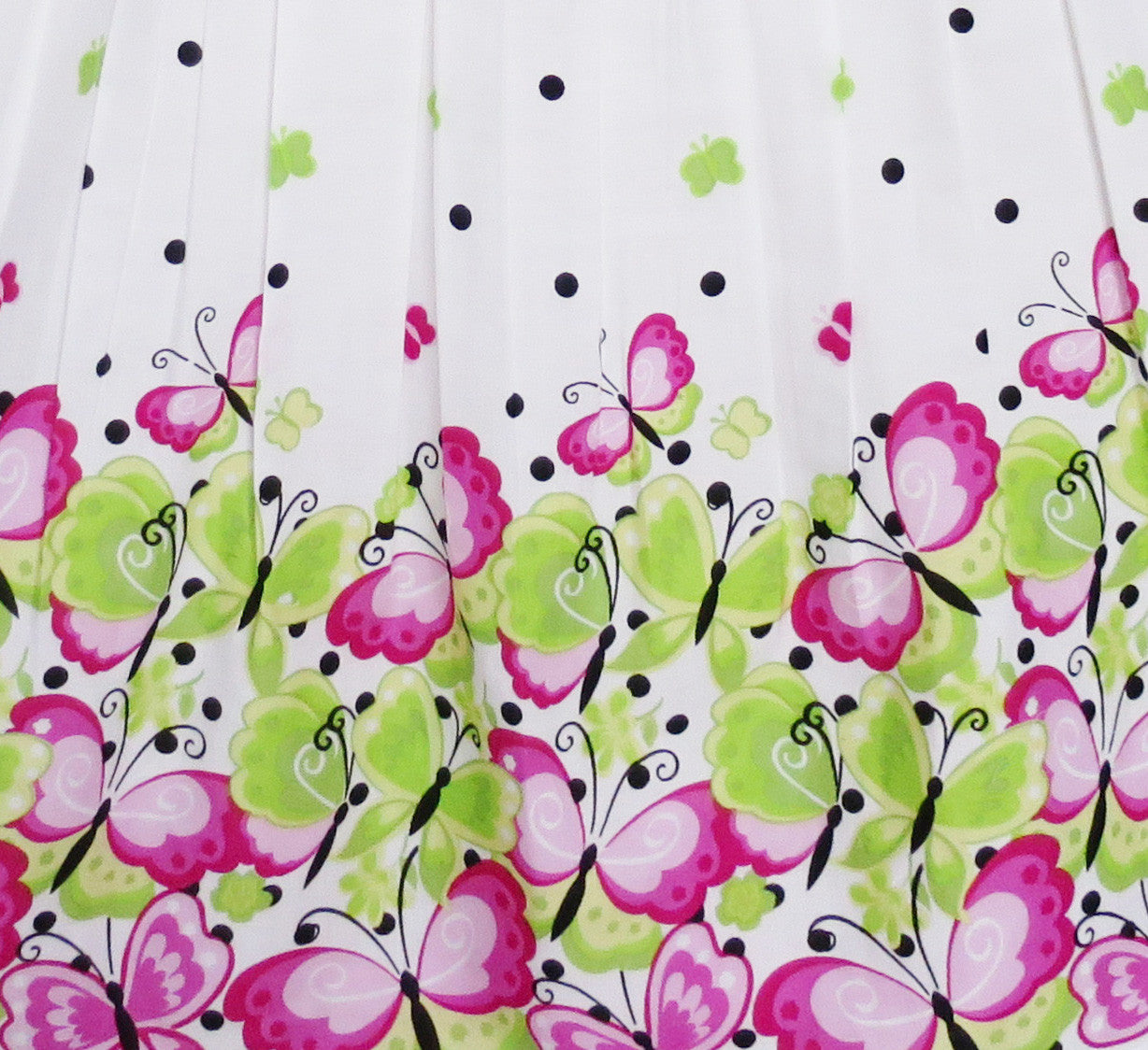 Girls Dress Butterfly Pink Green Dot Short Sleeve Back School Size 2-10 Years
