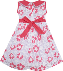 Girls Dress Pink Collar Hollow Out Princess Size 5-10 Years