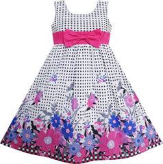 Girls Dress Floral Tartan Party Birthday Size 4-12 Years