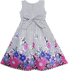 Girls Dress Floral Tartan Party Birthday Size 4-12 Years