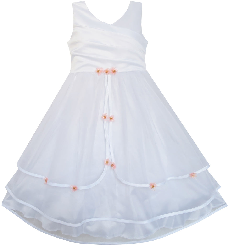 Girls Dress Flower Tulle Wedding Bridesmaid Pageant Size 7-14 Years