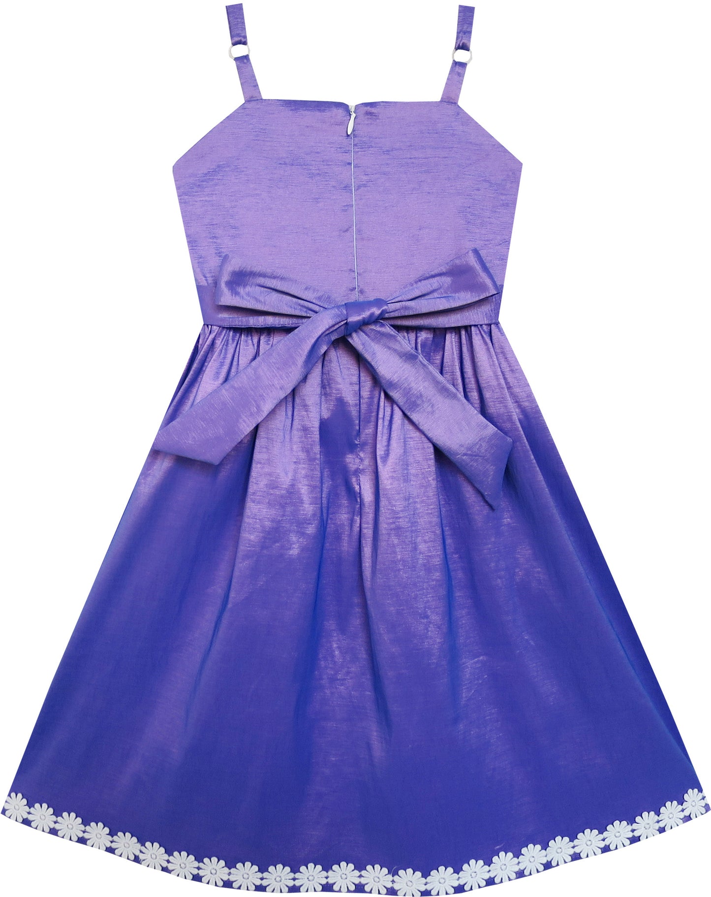 Girls Dress Purple Shinning Tank White Flower Trimmed Party Size 4-8 Years