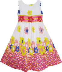Girls Dress 3 Flower Dancing Colorful Holiday Size 4-10 Years