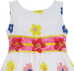 Girls Dress 3 Flower Dancing Colorful Holiday Size 4-10 Years