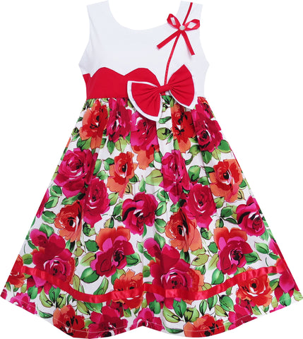 Girls Dress Cute Bow Tie Floral Party Holiday Size 3-8 Years