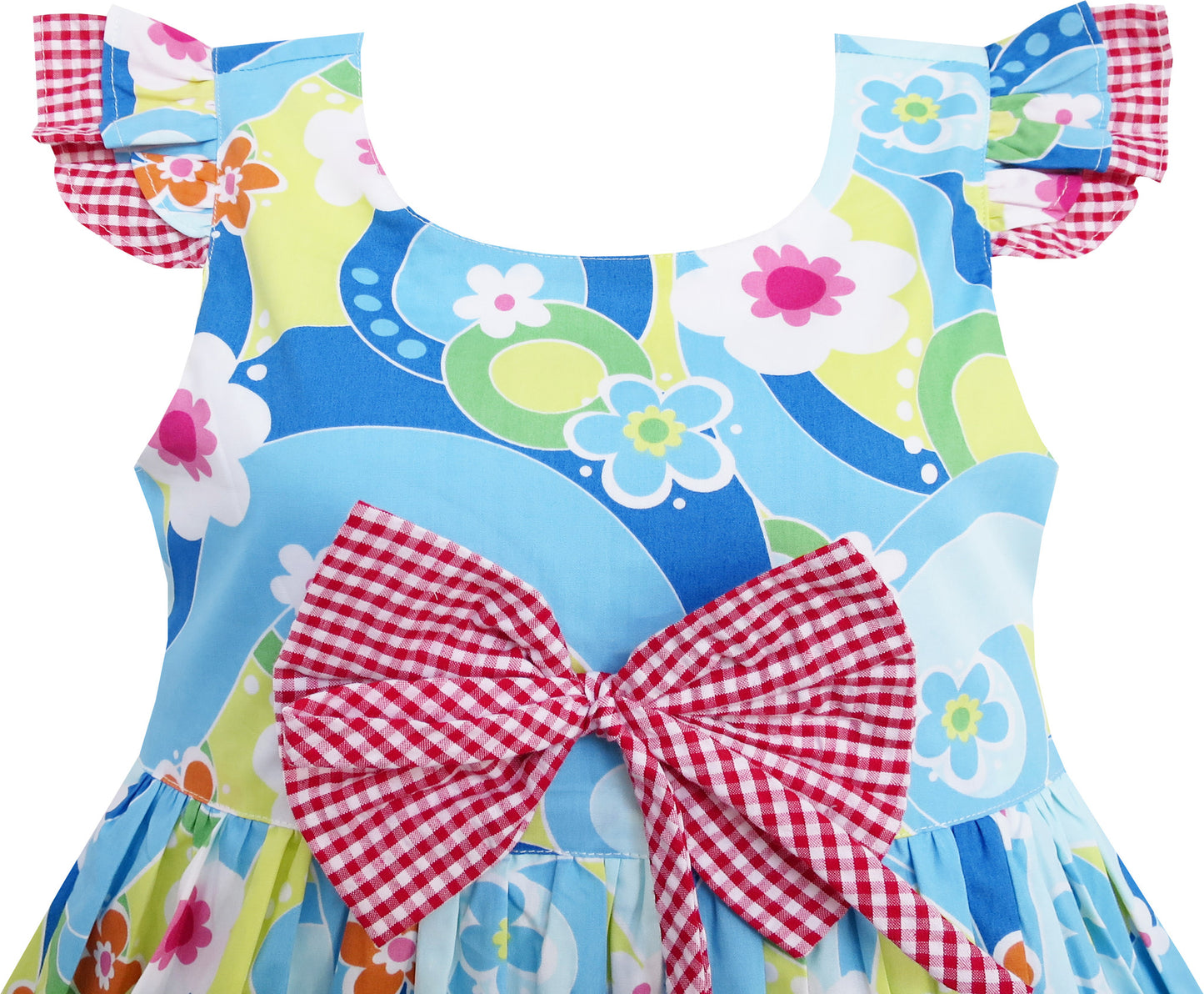 Girls Dress Little Girls Blue Tartan Lined Party Size 4-10 Years