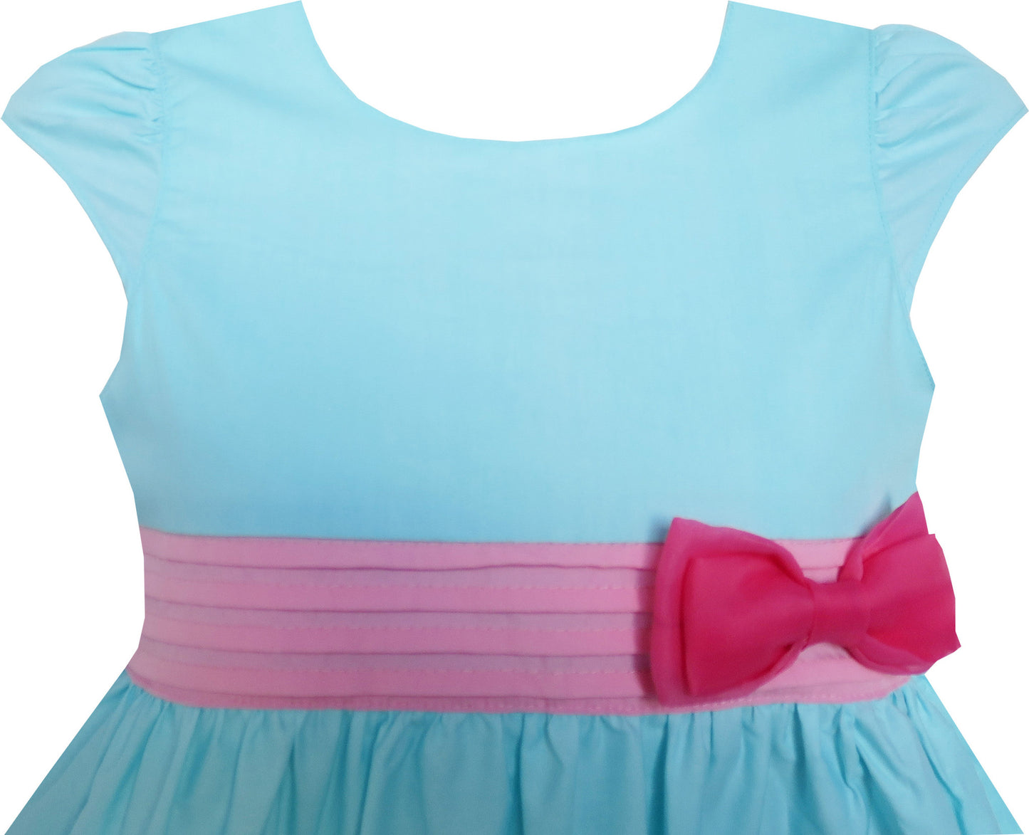 Girls Dress Bow Tie City Building Car Print Blue Size 3-8 Years