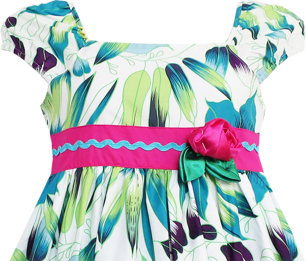 Girls Dress Flower Traditional Chinese Painting Style Green Size 4-8 Years