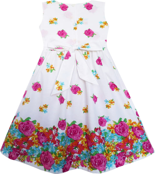 Girls Dress Bow Tie Rose Flower Purple Size 3-8 Years