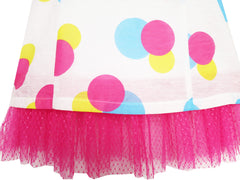Girls Dress Pink Turn-Down Collar Lace Trim Polka Dot Size 4-10 Years
