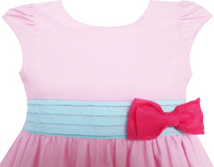 Girls Dress Bow Tie City Building Car Print Pink Size 3-8 Years