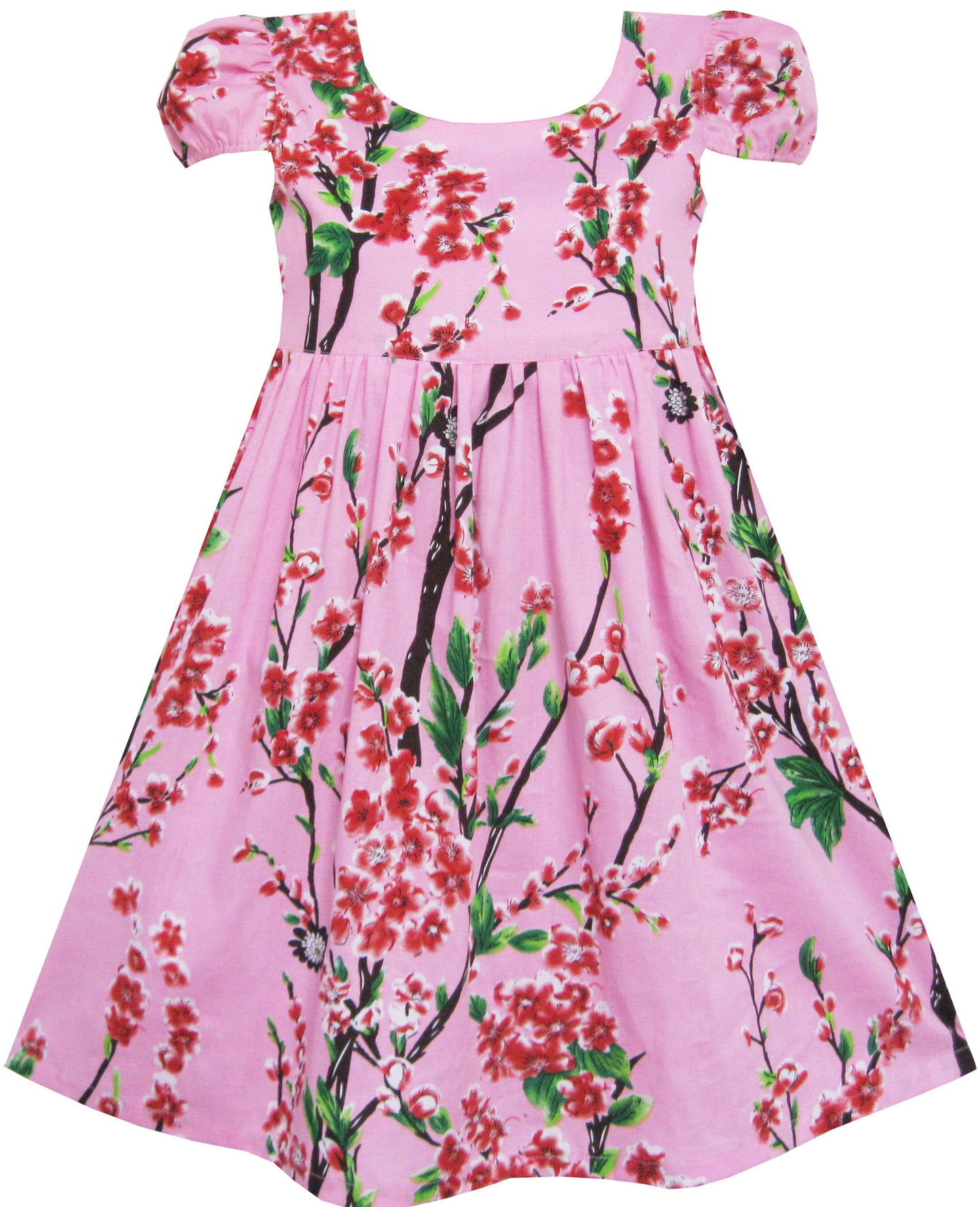 Girls Dress Chinese Plum Flower Print Princess Pink Size 3-10 Years