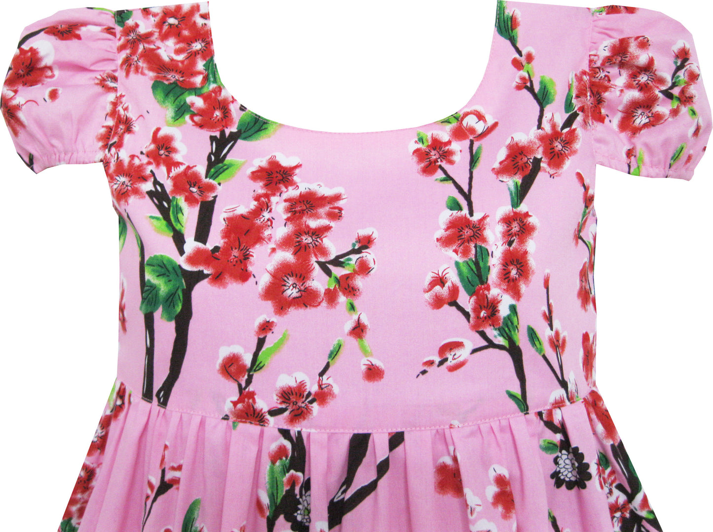 Girls Dress Chinese Plum Flower Print Princess Pink Size 3-10 Years