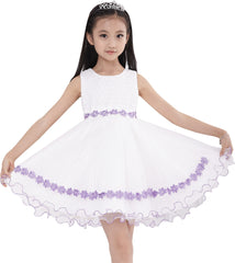 Girls Dress Tulle Lace Embroidered Flower Trim With Beading Size 4-10 Years