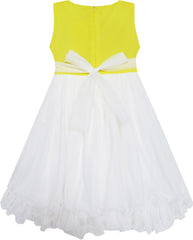 Girls Dress Lace Flower Bodice Sleeveless Tulle Yellow Size 4-12 Years