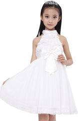 Girls Dress A-line Round Collar Sleeveless Pleated Bodice White Size 5-12 Years