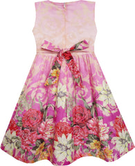 Girls Dress Sleeveless Blooming Flower Garden Print Red Size 4-12 Years