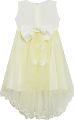 Girls Dress Lace Bodice Hi Lo Maxi Dress With Beading Yellow Size 4-12 Years