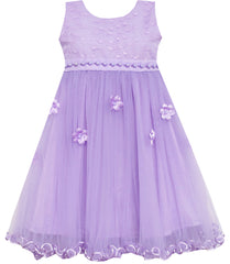 Girls Dress Lace Bodice Hi Lo Maxi Dress With Beading Purple Size 4-12 Years