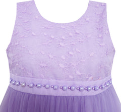 Girls Dress Lace Bodice Hi Lo Maxi Dress With Beading Purple Size 4-12 Years
