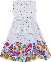 Girls Dress Checkered Collar Sunflower Print Polka Dot Size 3-8 Years