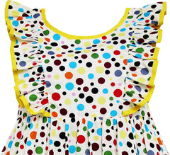 Girls Dress Polka Dot Overlap Design With Trim Size 3-14 Years