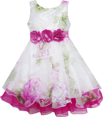 Girls Dress Tulle Bridal Lace With Flower Detailing Wedding Size 4-14 Years