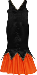 Girls Dress Halloween Witch Costume Black Orange Pumpkin Size 7-14 Years