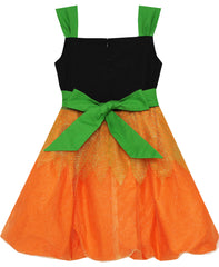 Girls Dress Halloween Candy Pumpkin Handbag Orange Black Size 4-8 Years