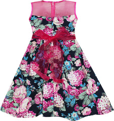 Girls Dress Sleeveless Transparent Shoulder Flower Size 7-14 Years