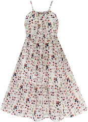 Girls Dress Sleeveless Sling Flower Party Size 7-14 Years